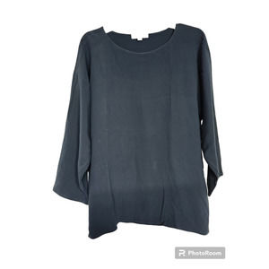 Zoran Navy Silk Top Blouse M
